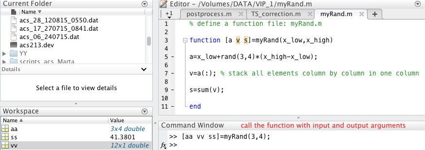 matlat-define-function-and-subfunction