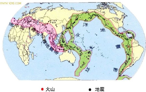 环太平洋海沟与地震带,火山带的一致性http://news.