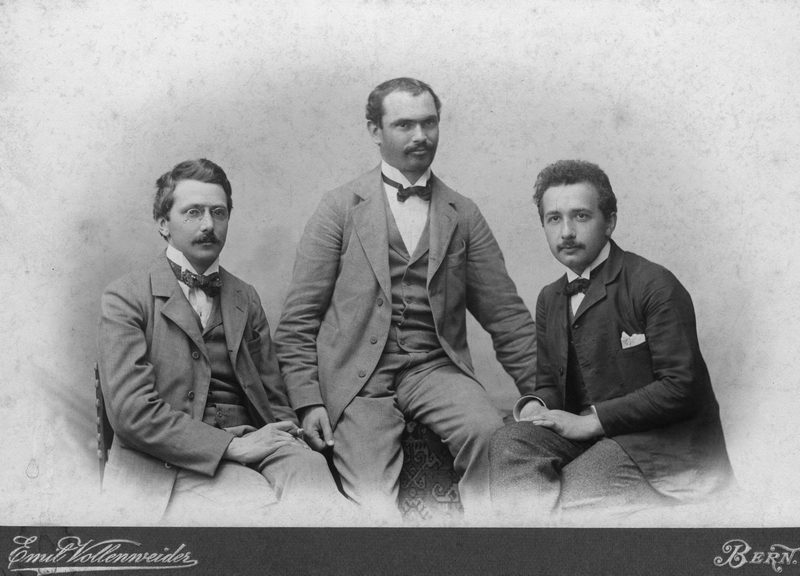 Akademie Olympia - Conrad Habicht, Maurice Solovine, und Albert Einstein (1903).jpg