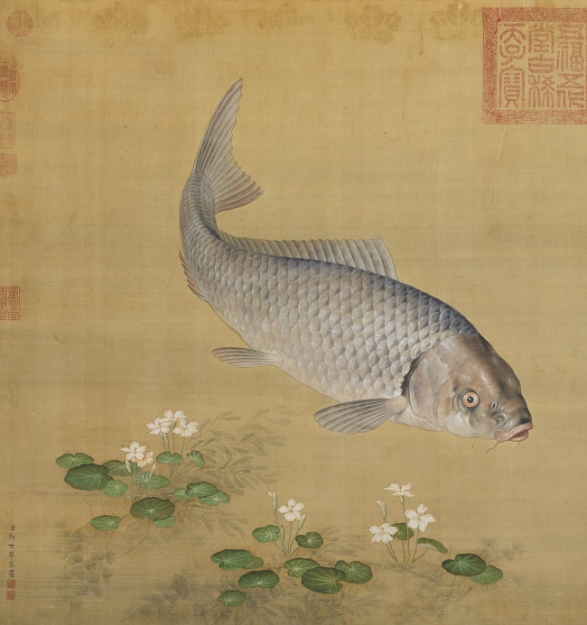 清郎世宁画鱼藻轴，68.8x122.1厘米，台北故宫博物院藏 - 副本.jpg