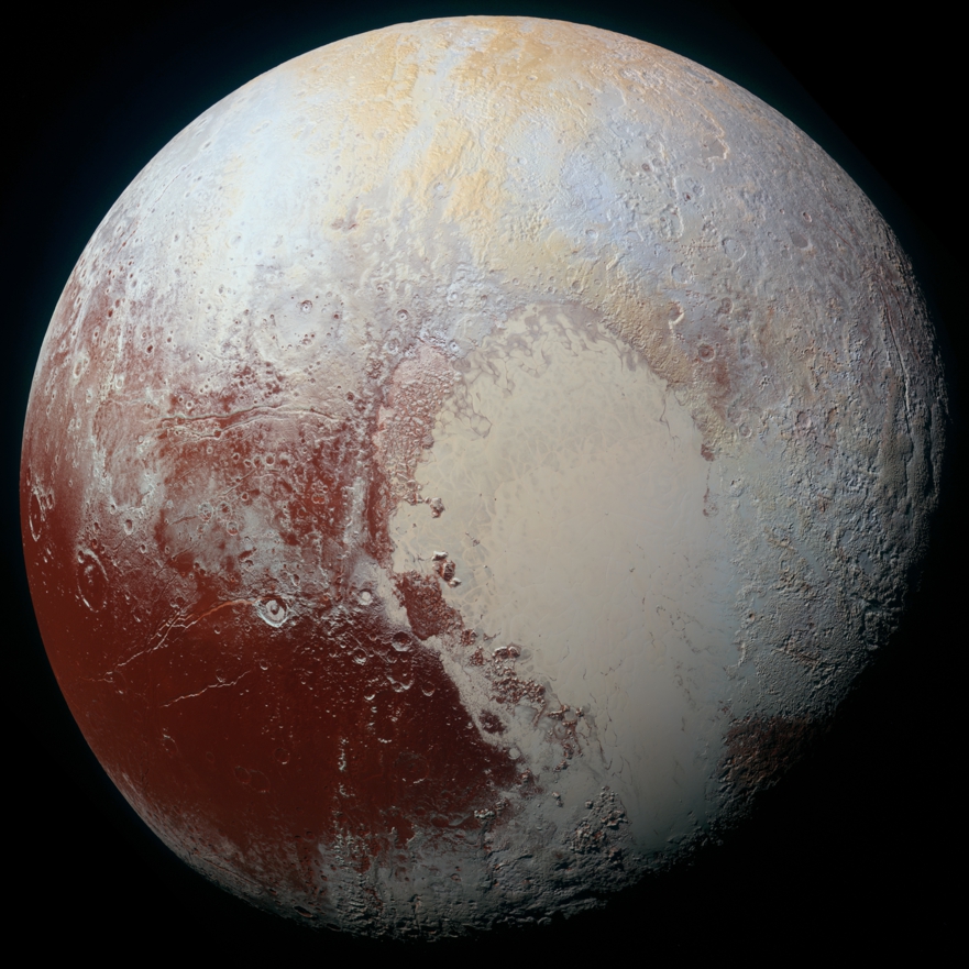 Enhanced color global view of Pluto, taken when NASA’s New Horizons_裁剪.jpg