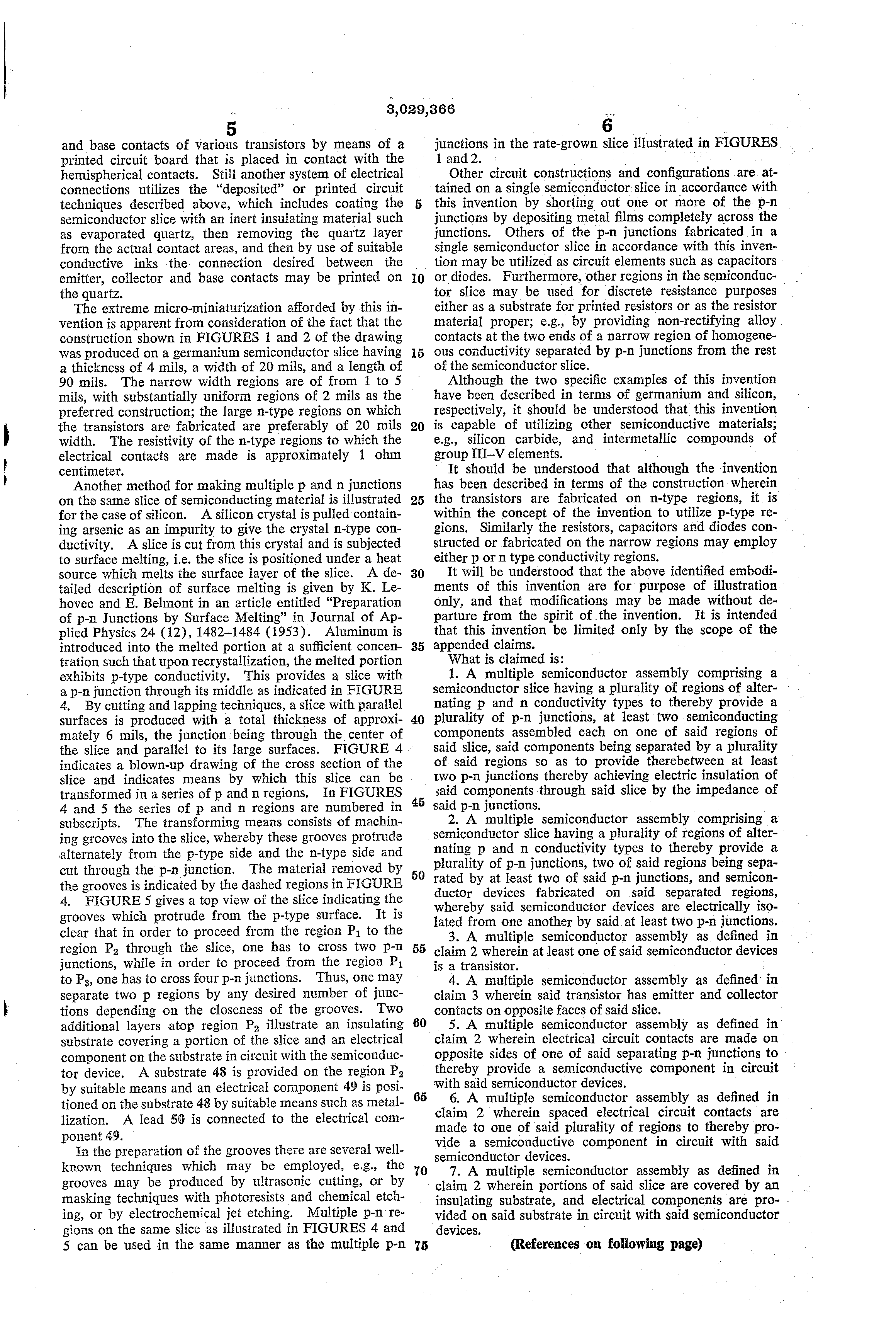 1959-04-22 Kurt Lehovec  Multiple semiconductor assembly _ uspto 3029366_.png