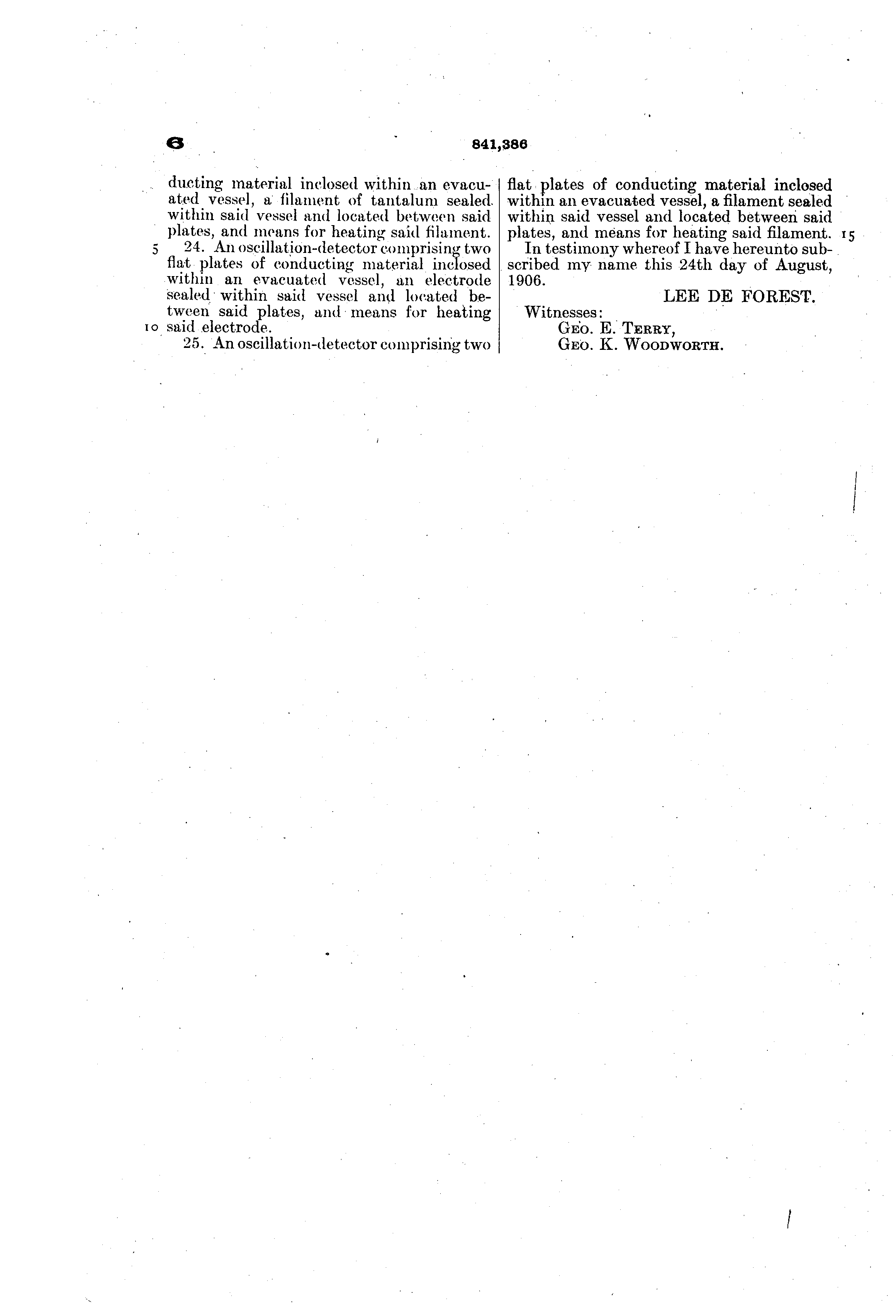 1906-08-27 Lee De Forest 0841386 WIRELESS TELEGRAPHY ר   084.png