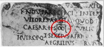 Roman inscription containing the symbol for 100 millions.png