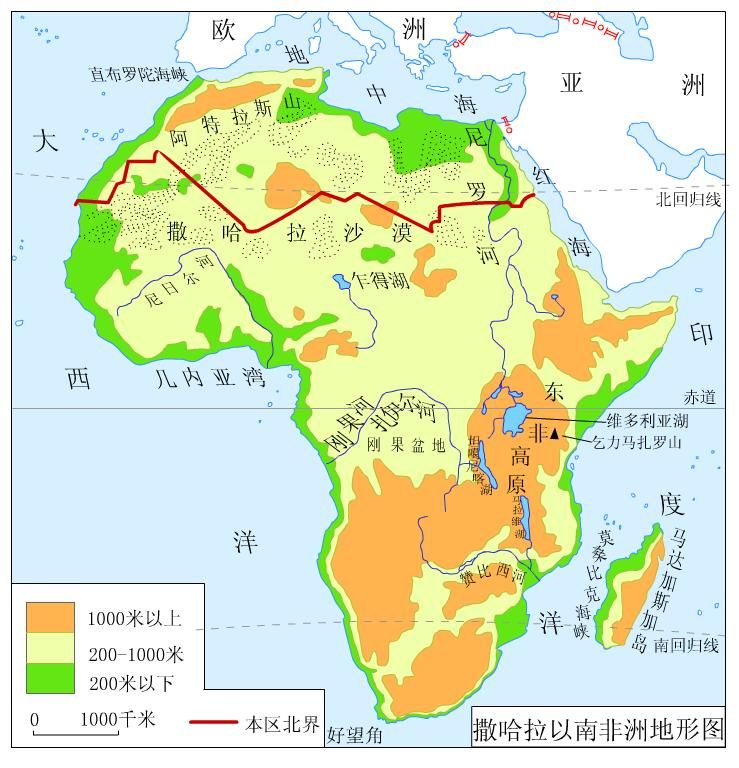 非洲地形河流图图片