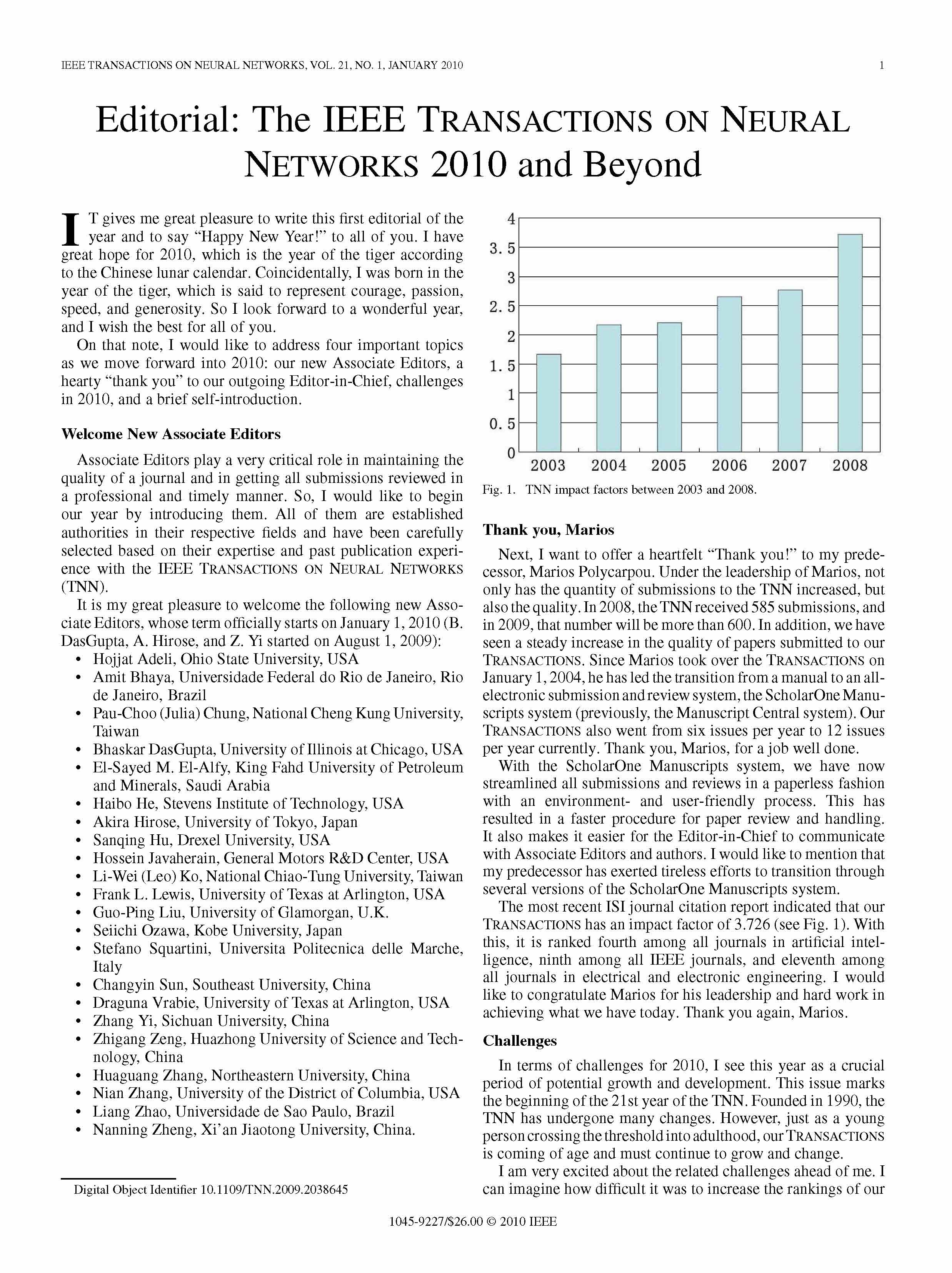  ieee transactions on neural networks 2010 and beyond 