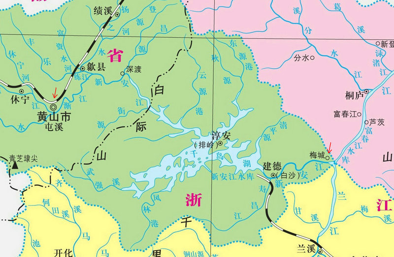 新安江流域图(带箭头)jpg