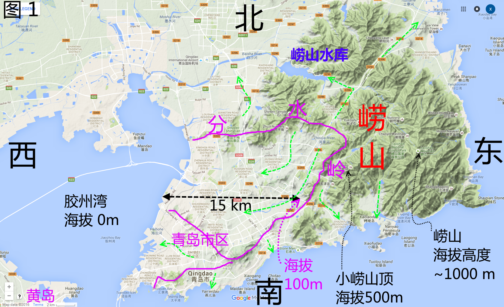 青岛市区地形图图片