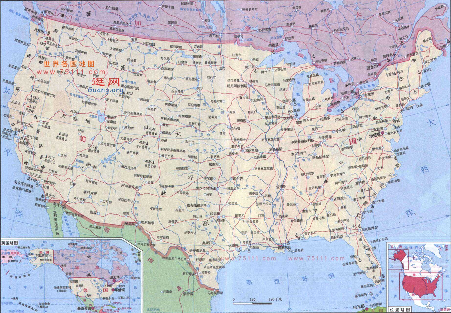 美国纬度位置图片